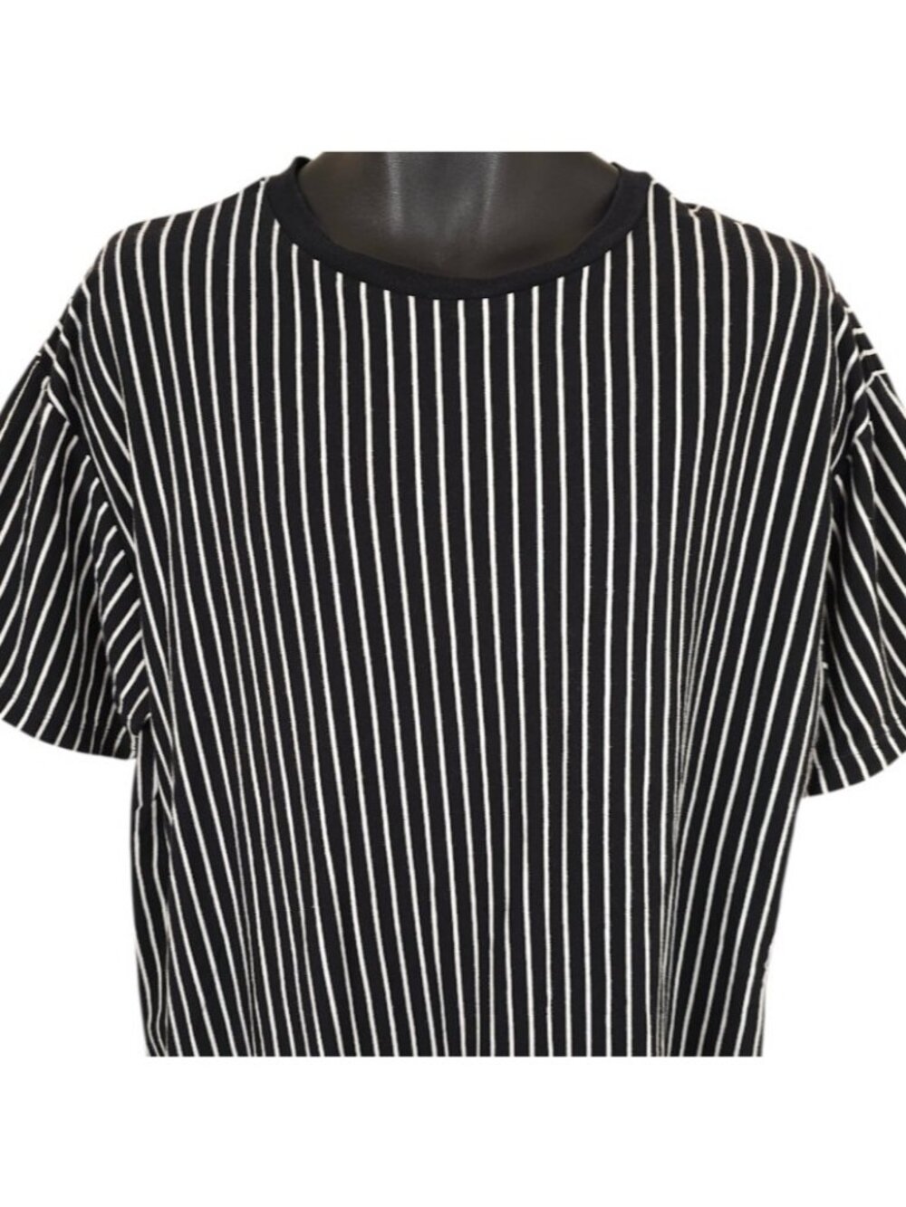Striped T Shirt Mens Size Large Black White Original Use OVERSIZED Fit